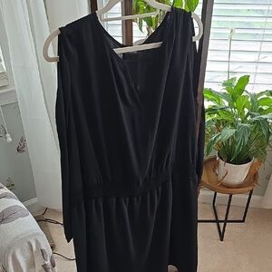 Apt. 9 Black Asymmetrical Ruched Long Sleeve Dress